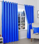 2 Pieces Plain Dyed Back Lining Eyelet Curtains - Royal Blue